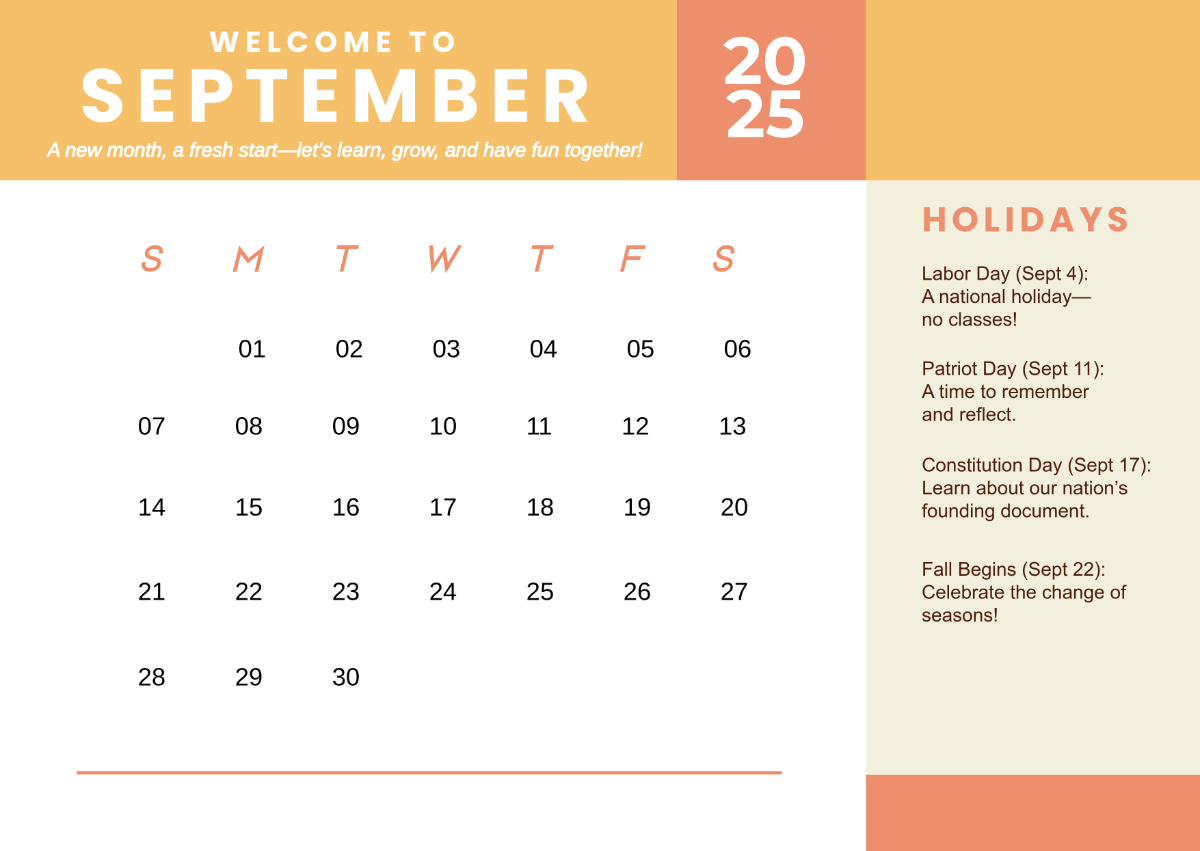 Free Welcome September 2025 Calendar Template To Edit Online