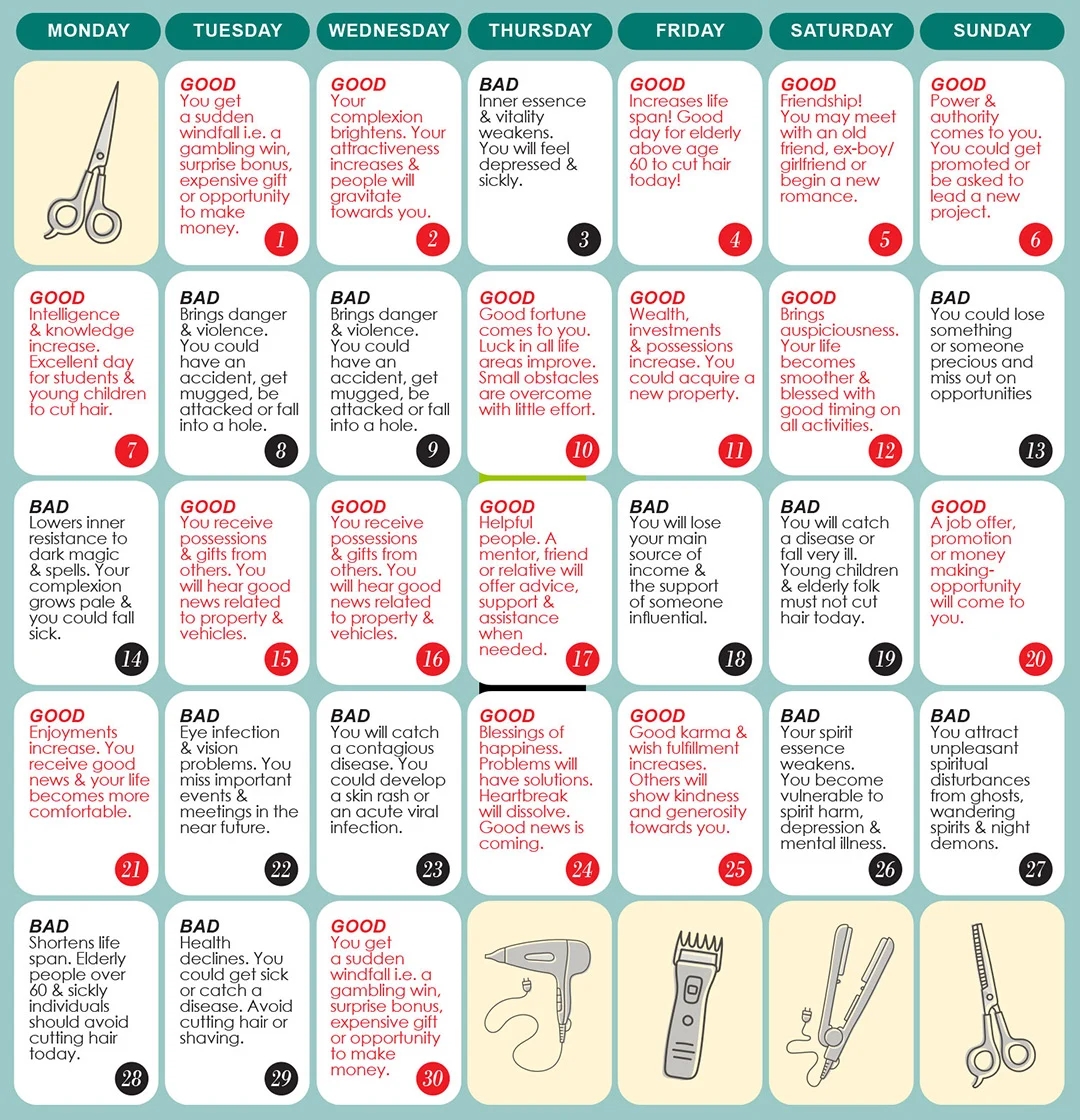 Good Bad Days To Cut Hair For April 2025 WOFS