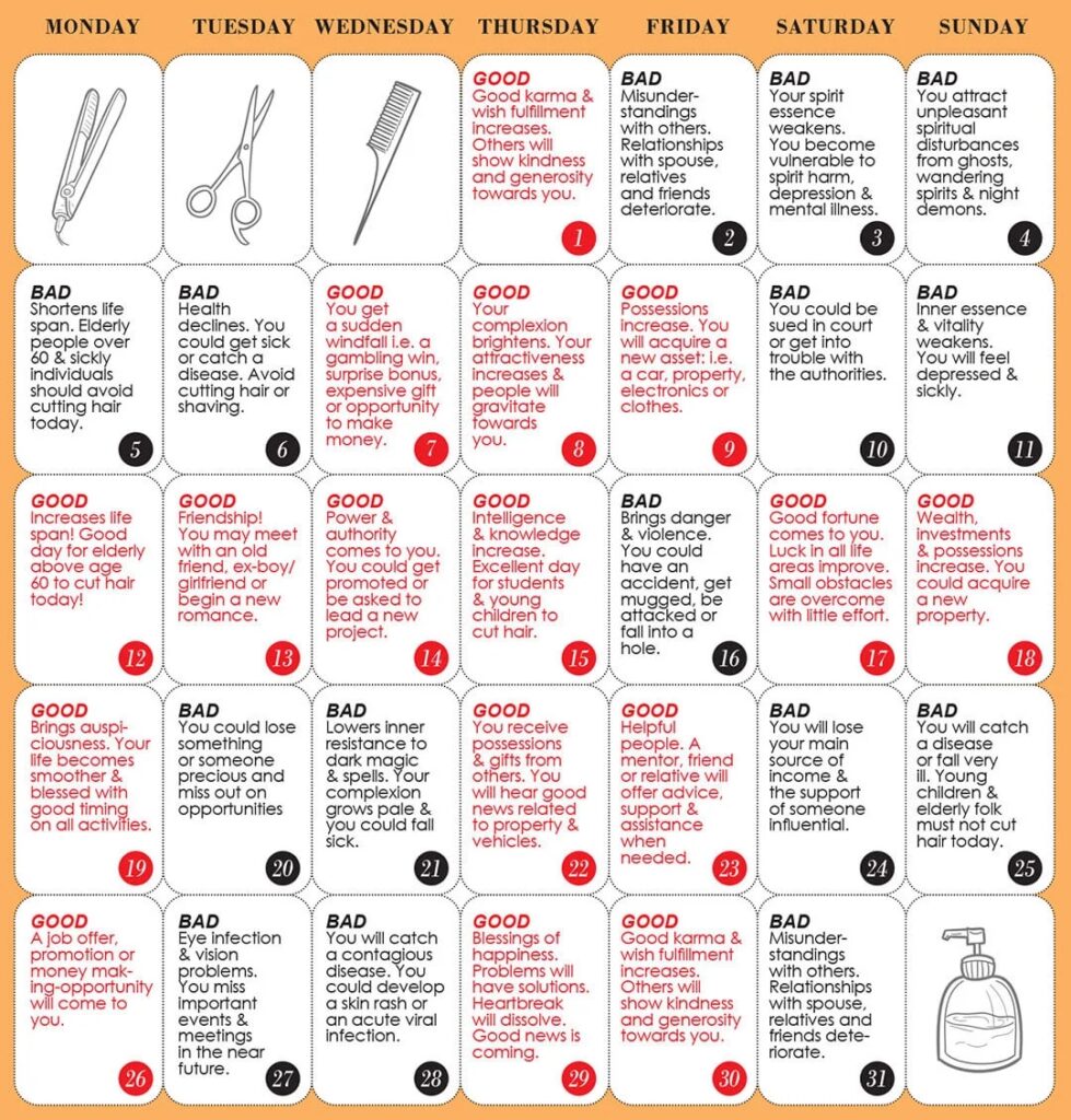 Good Bad Days To Cut Hair For August 2024 WOFS