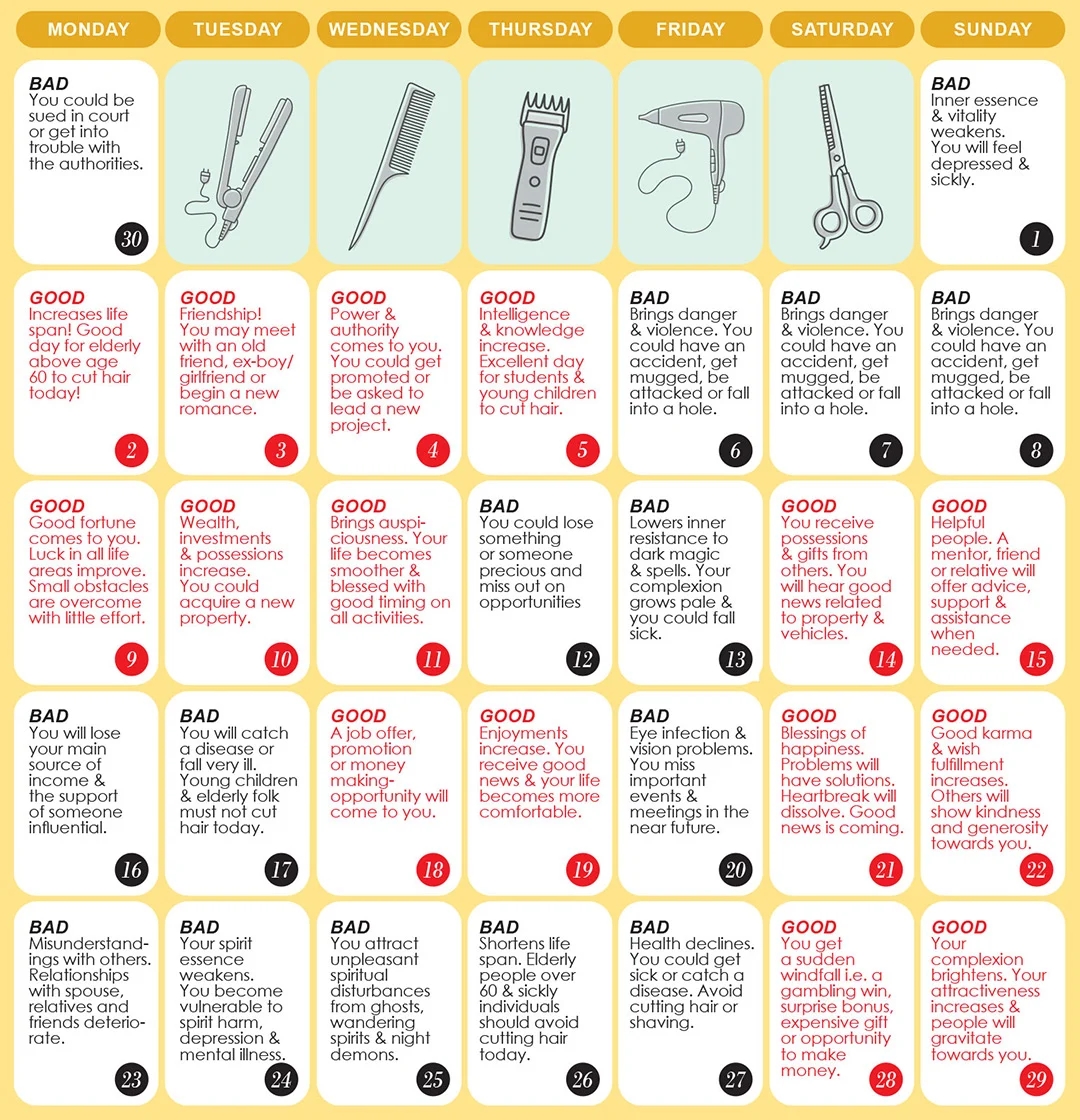 Good Bad Days To Cut Hair For June 2025 WOFS