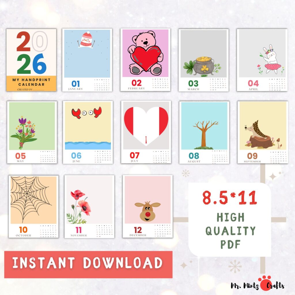 Handprint Calendar 2026 With Canadian Holidays Made By Teachers