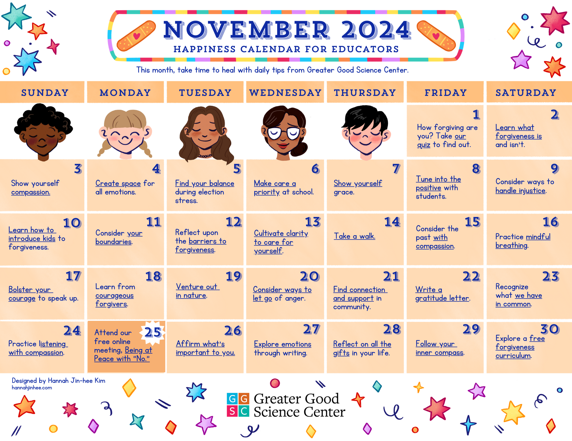 Happiness Calendar For Educators For November 2024
