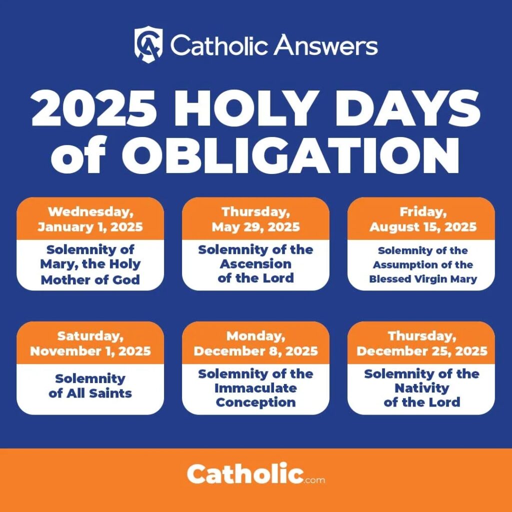 Holy Days Of Obligation 2025 List Of Catholic Holy Days Catholic Answers Tract