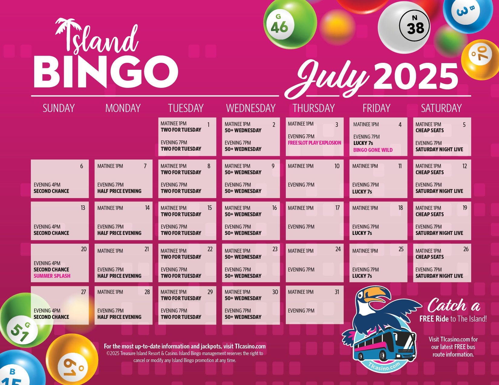 Island Bingo Treasure Island Resort Casino