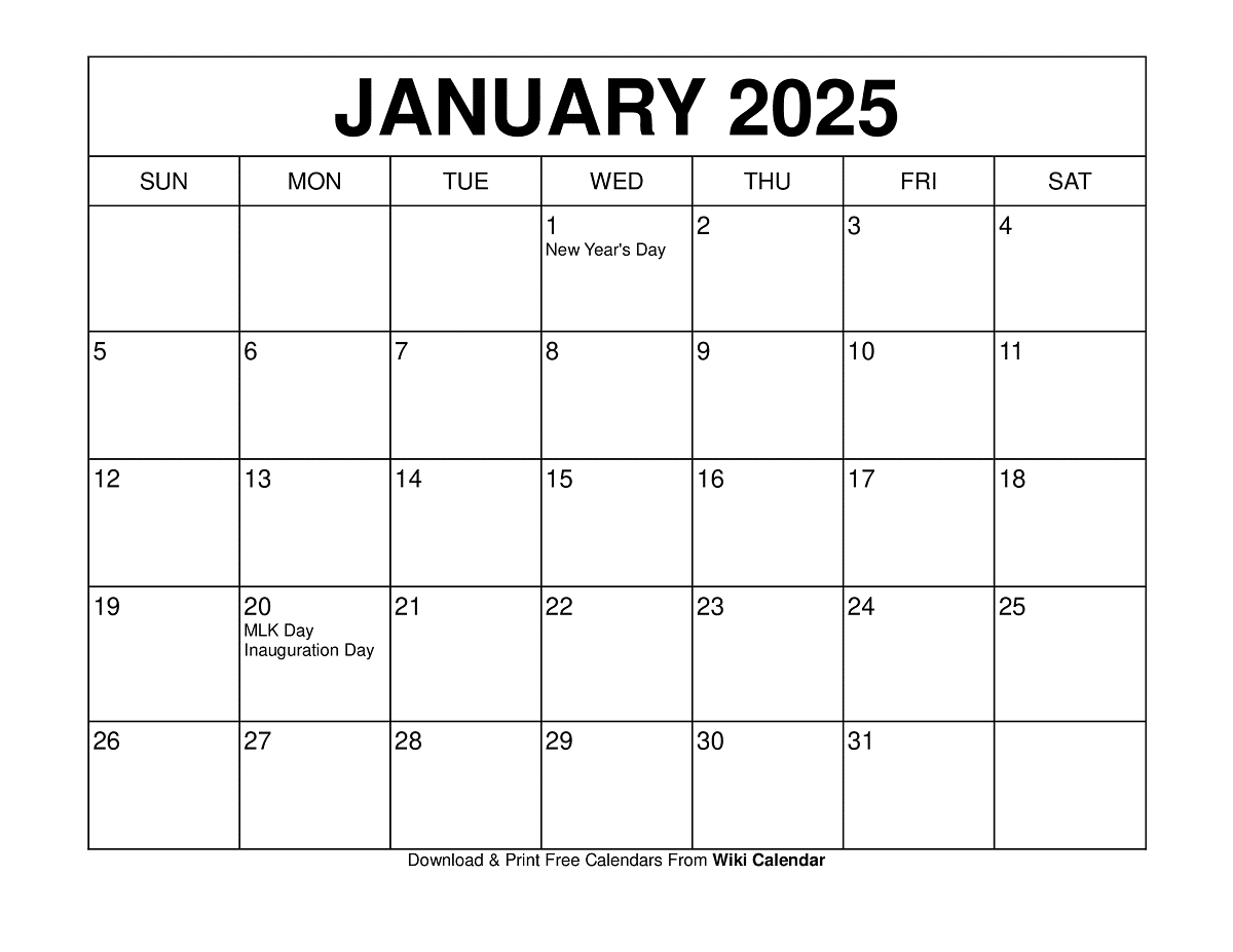 January 2025 Calendar Printable Templates More January 2025 Calendar Printable Templates More