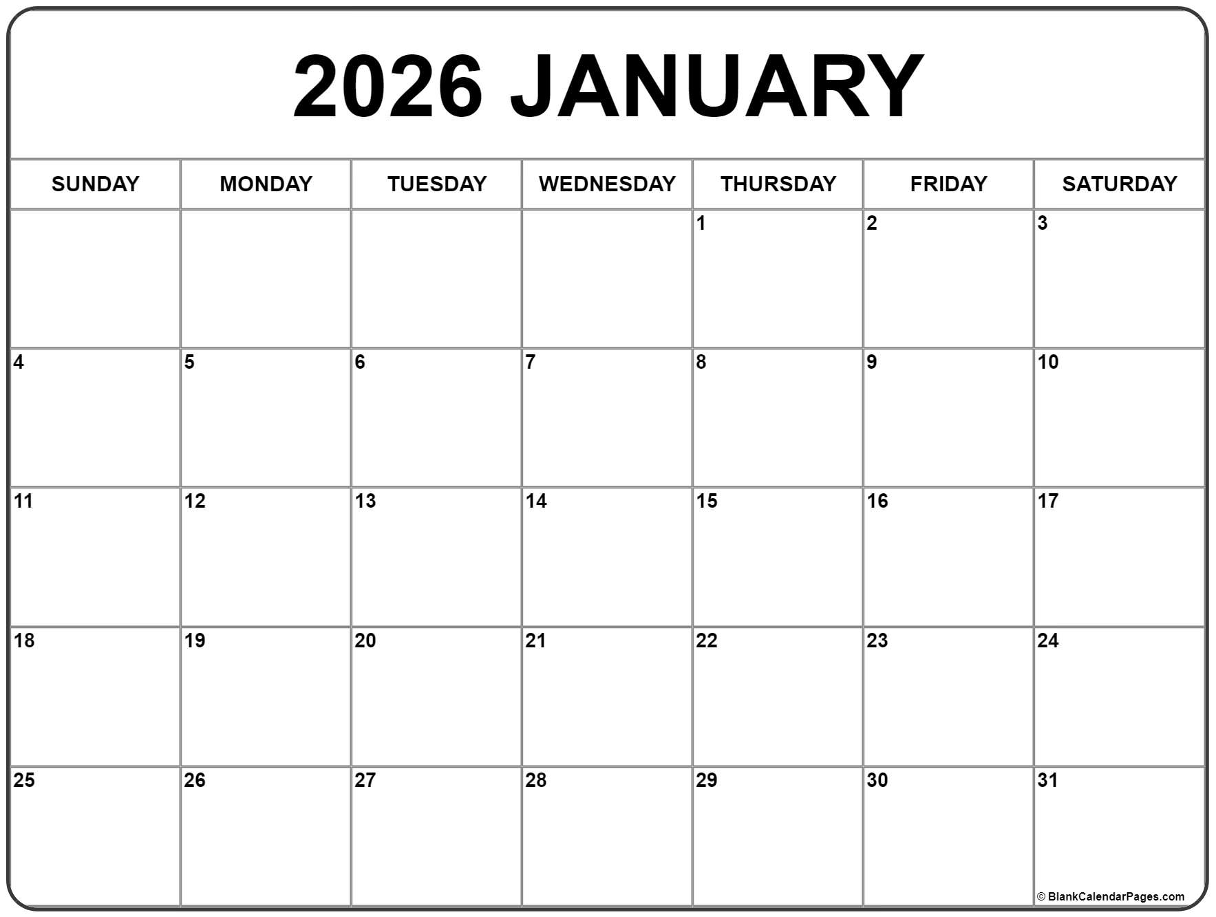 January 2026 Calendar Powerpoint