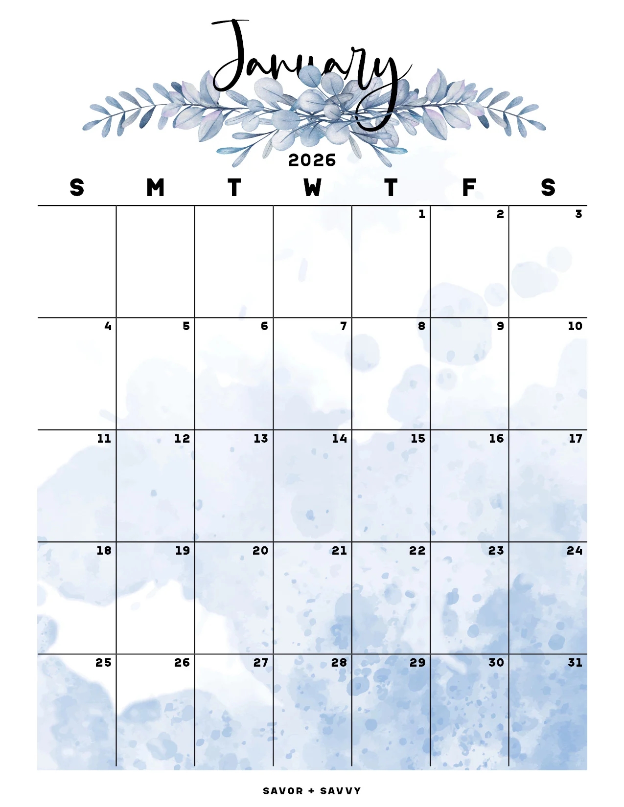 January Fun Calendar 2026