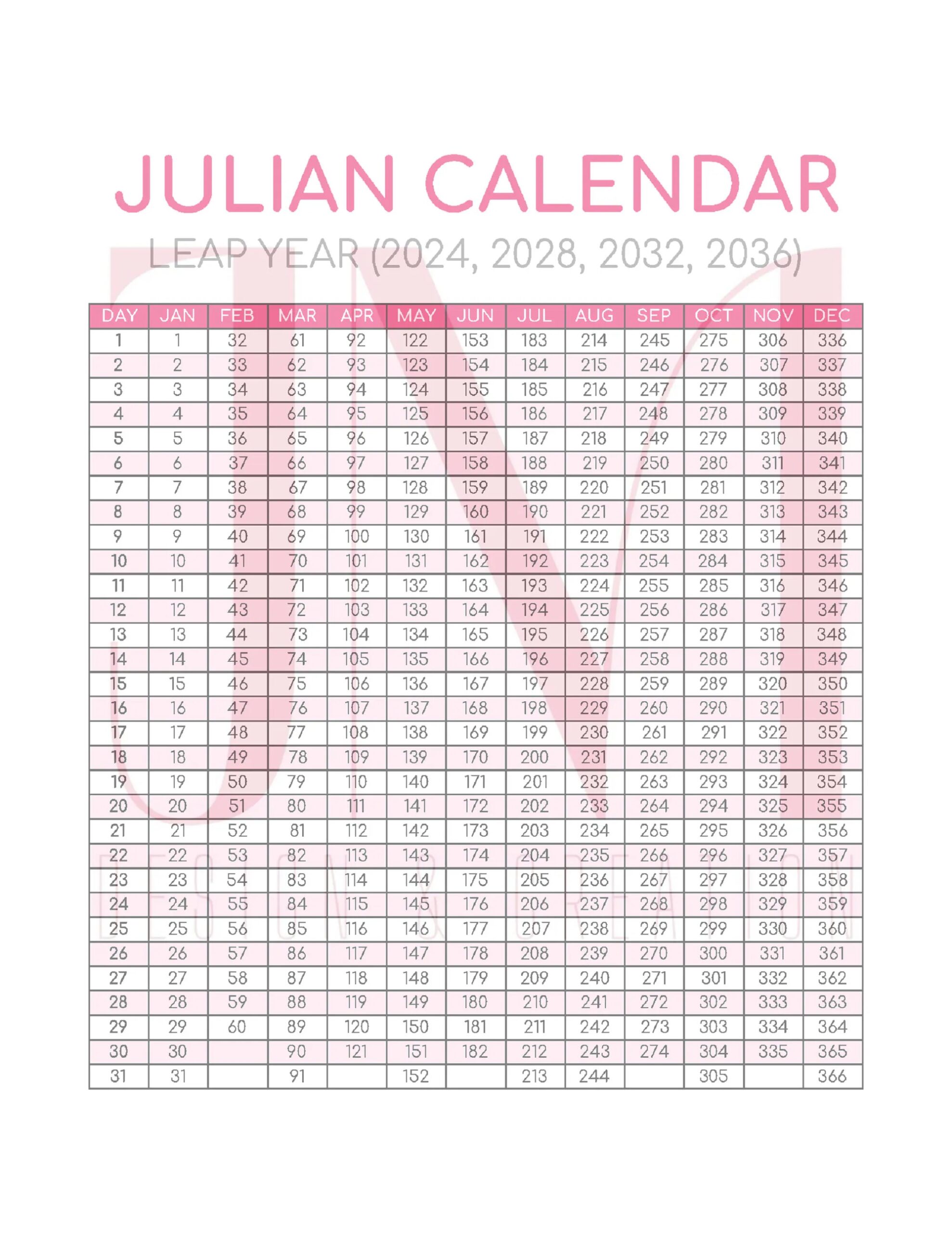JULIAN DATE CALENDAR pink Leap Year Military Minimalist Design Thin Font Digital Planning Home Organizing Office Supplies Etsy JULIAN DATE CALENDAR pink Leap Year Military Minimalist Design Thin Font Digital Planning Home Organizing Office Supplies Etsy