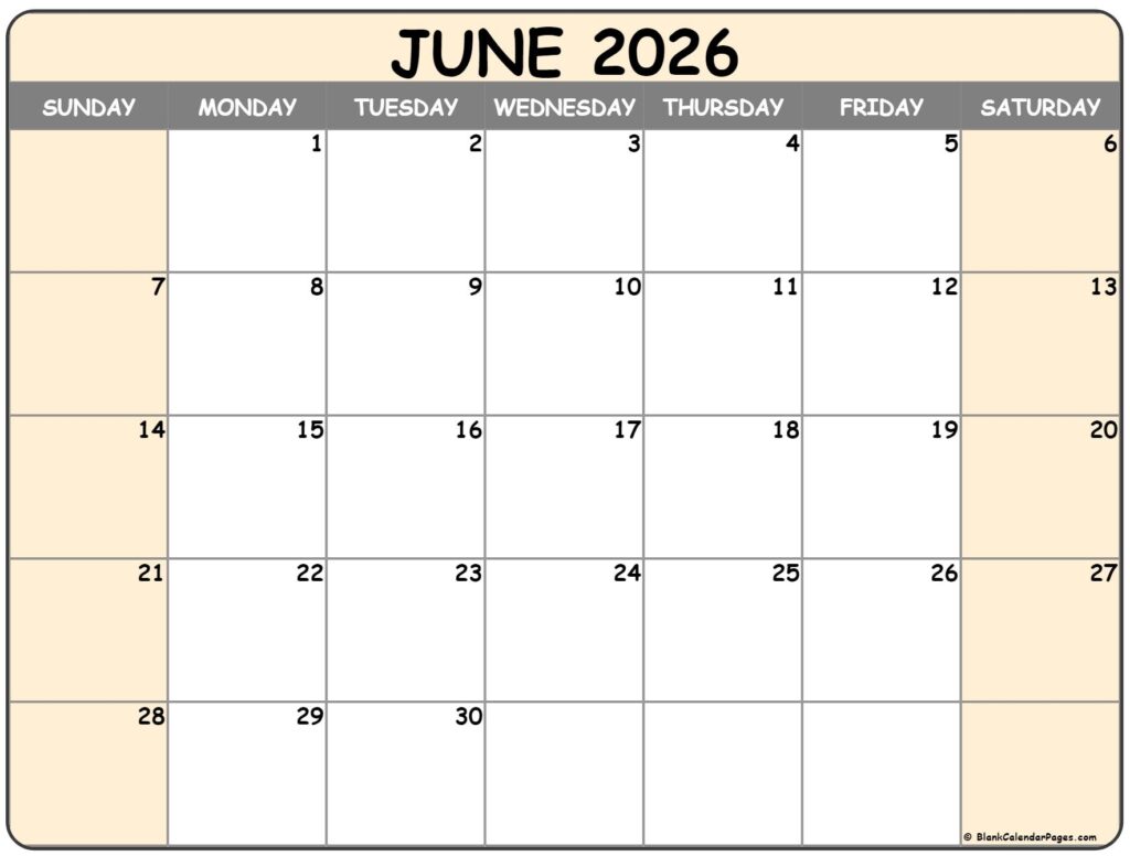 June 2026 Calendar Free Printable Calendars