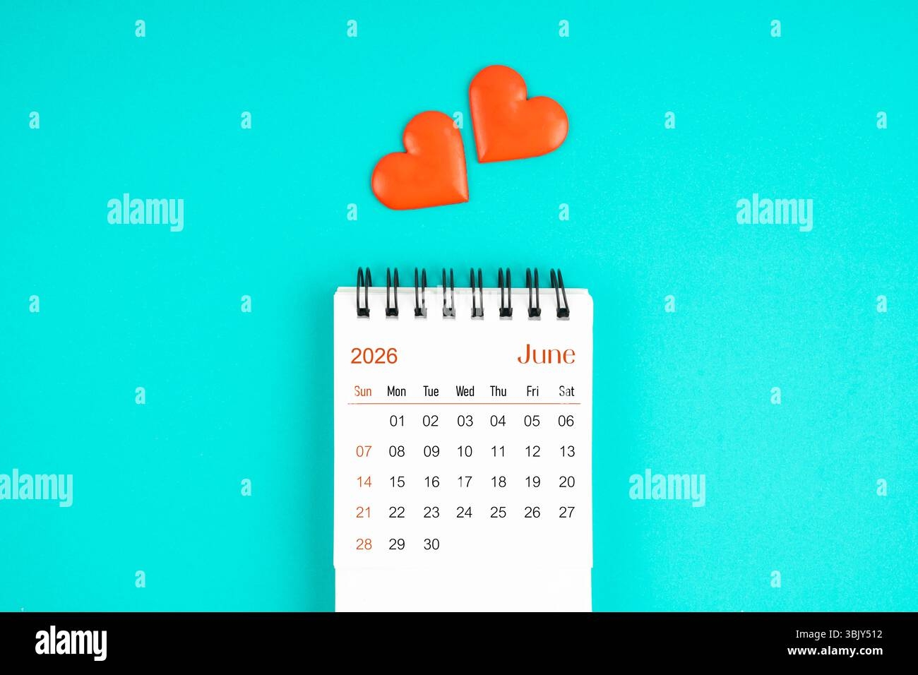 June 2026 Card Calendar On Yellow Background Stock Photo Alamy