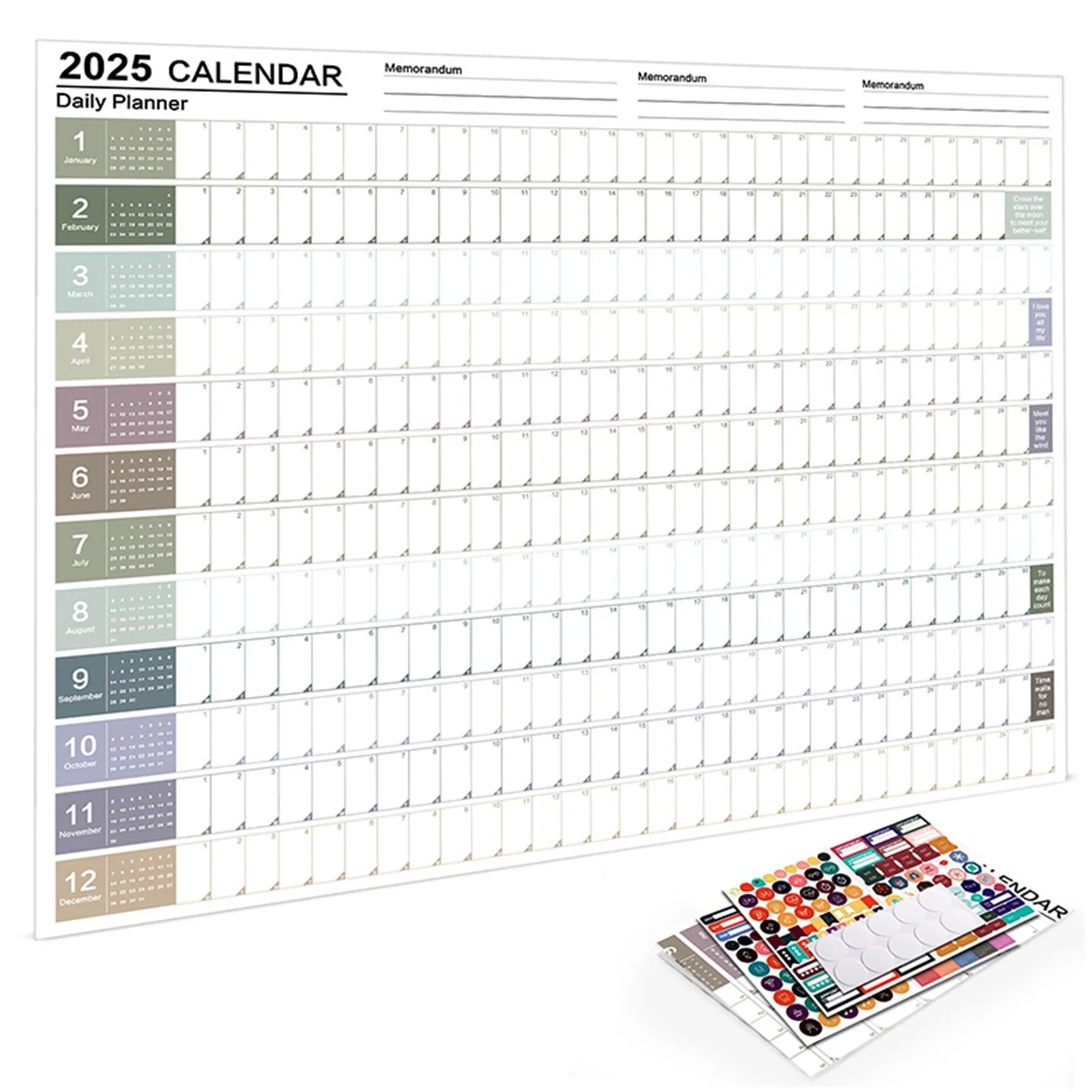 Luckky 2025 Wall Calendar Yearly Wall Calendar 2025 January 2025 December 2025 20 5 X 29 Open Full Year Calendar One Page Annual Year Calendar With Stickers Holidays A Walmart