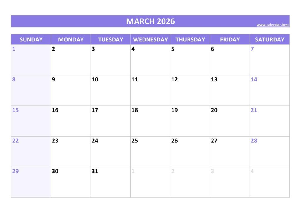 March 2026 Calendar Calendar best
