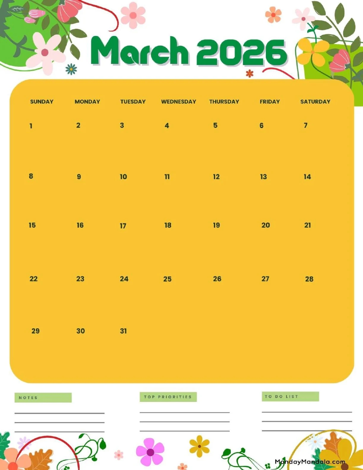 March 2026 Calendars Free PDF Printables March 2026 Calendars Free PDF Printables
