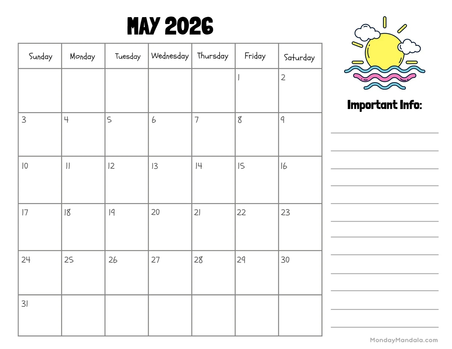 Calendar May 2026 Template Calendar May 2026 Template
