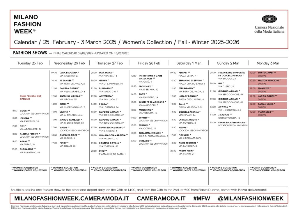 Milan Fashion Week F W 2025 26 The Show Schedule Thread The Fashion Spot