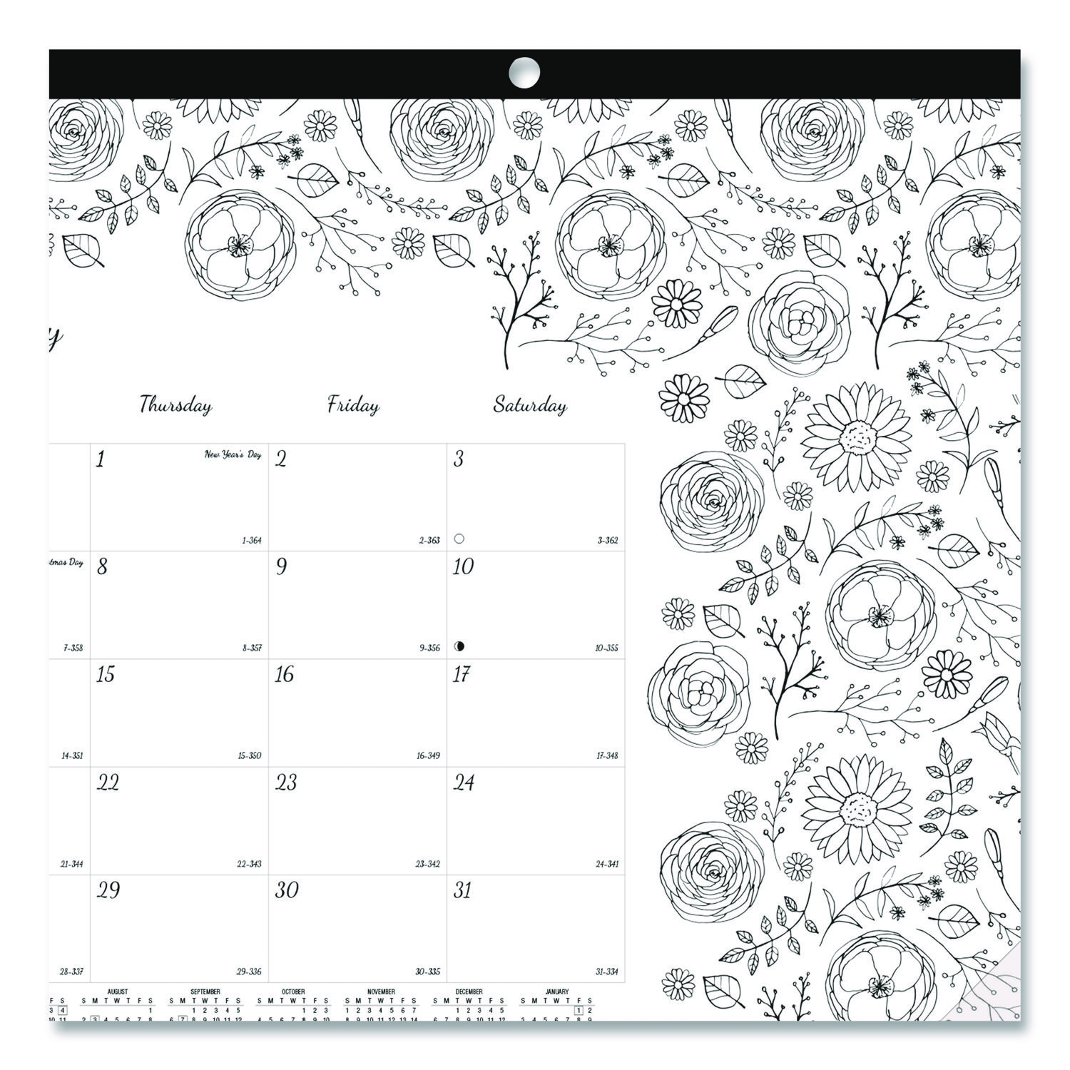 Monthly Desk Pad Calendar DoodlePlan Coloring Pages 17 75 X 10 88 Black Binding Clear Corners 12 Month Jan Dec 2025 Office Source 360