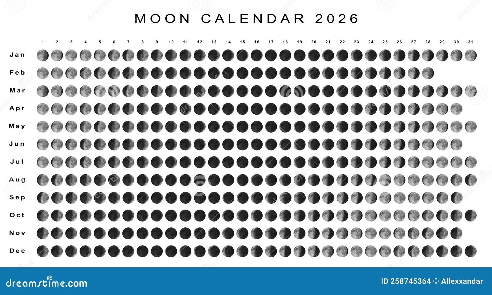 Moon Calendar 2026 Southern Hemisphere Stock Illustration Illustration Of Hemisphere Astronomy 258745364