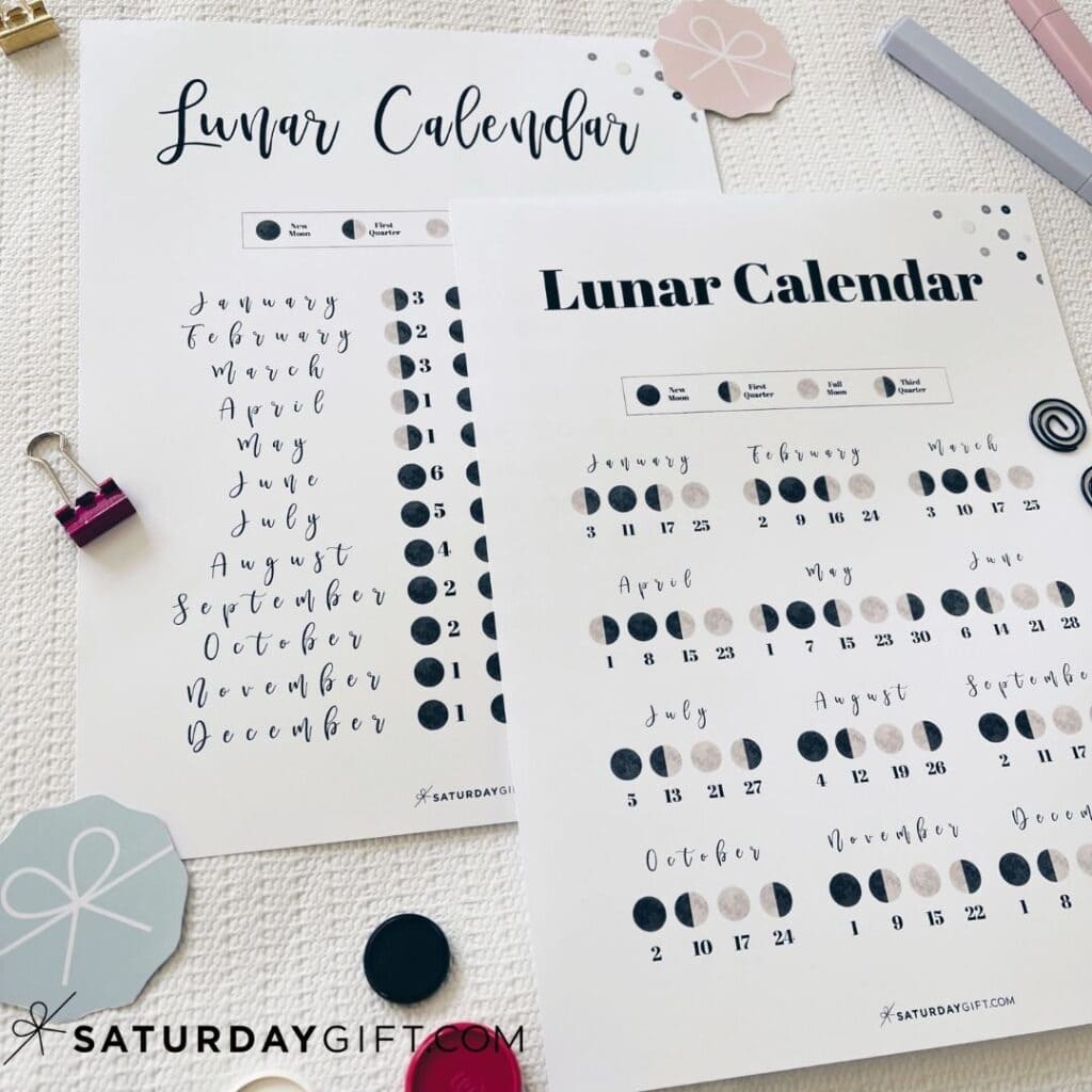 Moon Phase Calendar 12 Cute Free Printable 2025 Lunar Calendars Moon Phase Calendar 12 Cute Free Printable 2025 Lunar Calendars