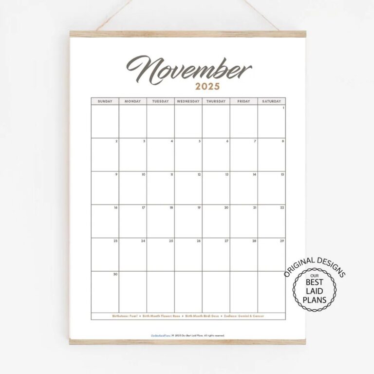 November 2025 Calendar Printable PDF November 2025 Page November 2025 Boho November Calendar 2025 Cute Calendar Nov Cal Digital Download Etsy