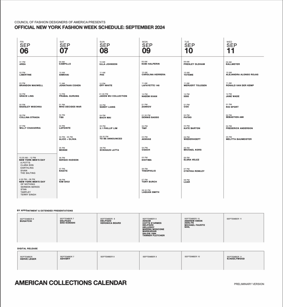 NYFW SPRING 2025 SCHEDULE ANNOUNCED GET READY FOR THE BIGGEST FASHION EVENT OF THE YEAR THE UNTITLED MAGAZINE
