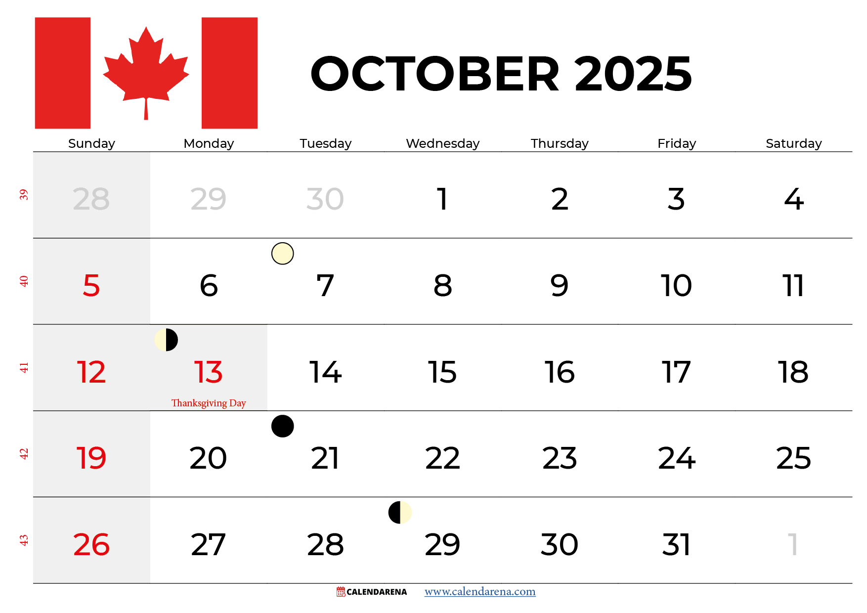 October 2025 Calendar Canada With Holidays October 2025 Calendar Canada With Holidays