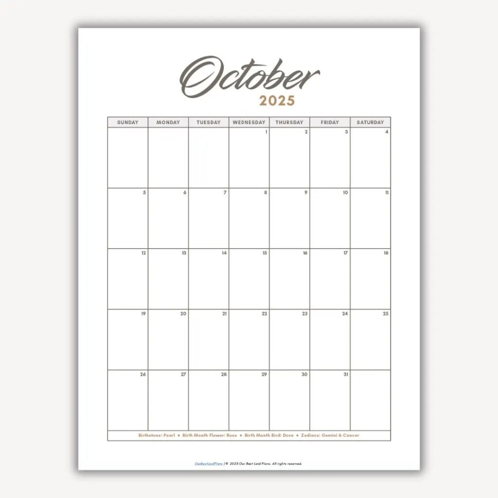 October 2025 Calendar Printable PDF October 2025 Calendar Page October 2025 Pink Boho October 2025 Cute Calendar Oct Cal Digital Download Etsy