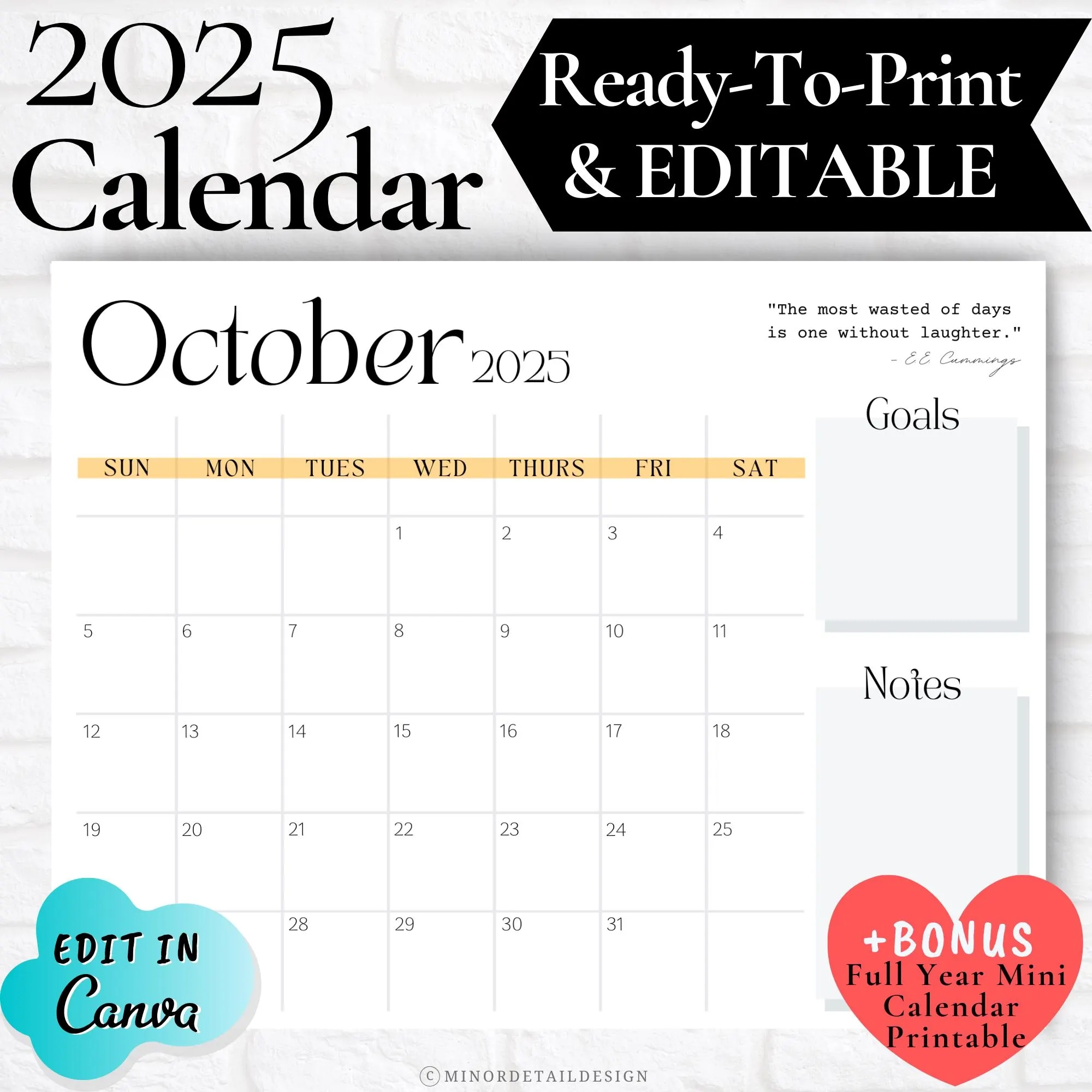 October Calendar 2025 October 2025 Printable Calendar Fall Theme Calendar Printable 2025 Month Calendar Minimal Wall Calendar Monthly Etsy