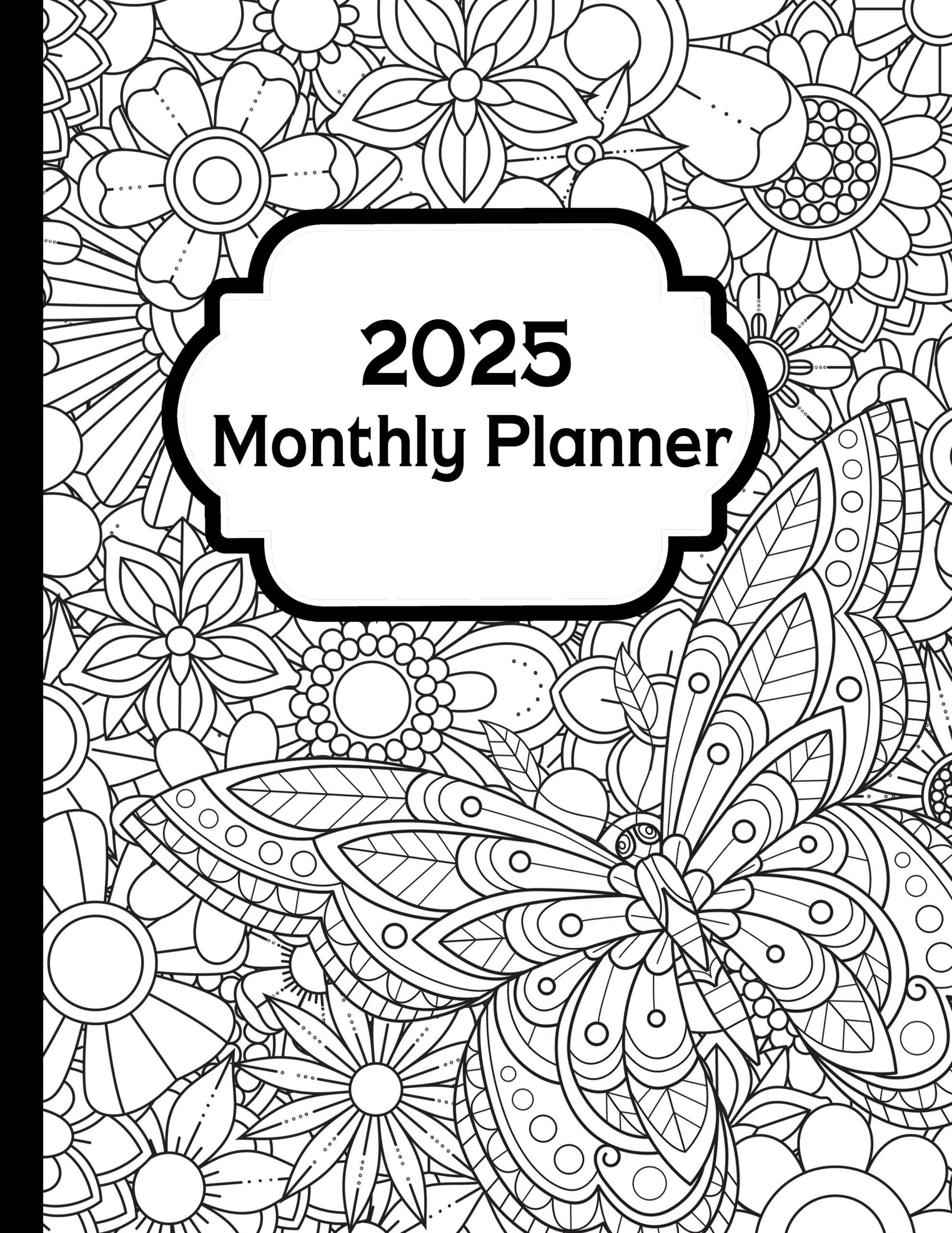 One Year Planner January 2025 Through December 2025 Floral Butterfly Oui Color Coloring Books