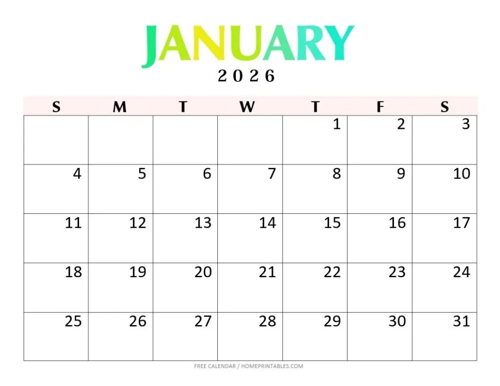 Printable Calendar 2026 Best Free PDF Templates Home Printables