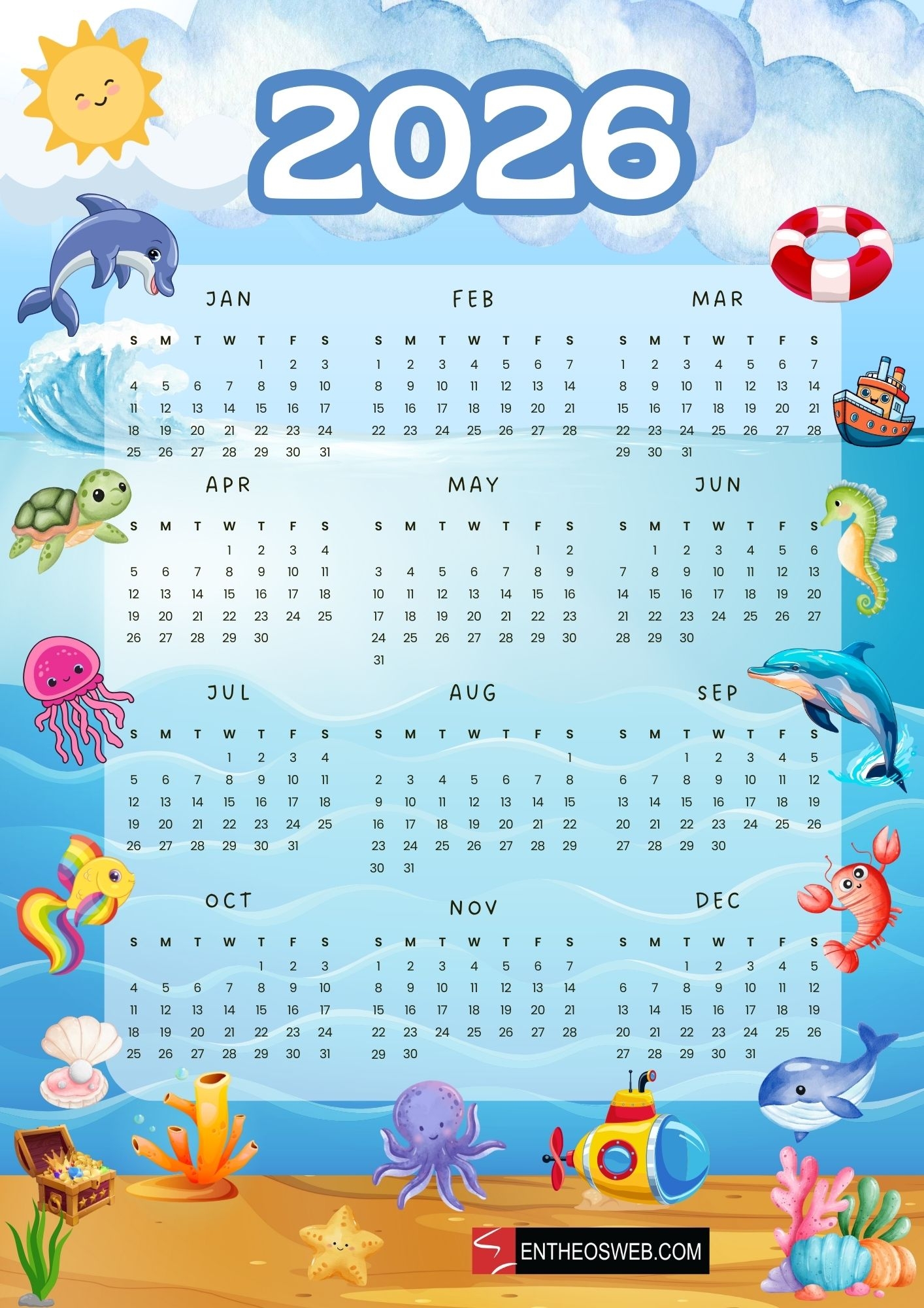 Printable Kids Calendar 2026 EntheosWeb Printable Kids Calendar 2026 EntheosWeb