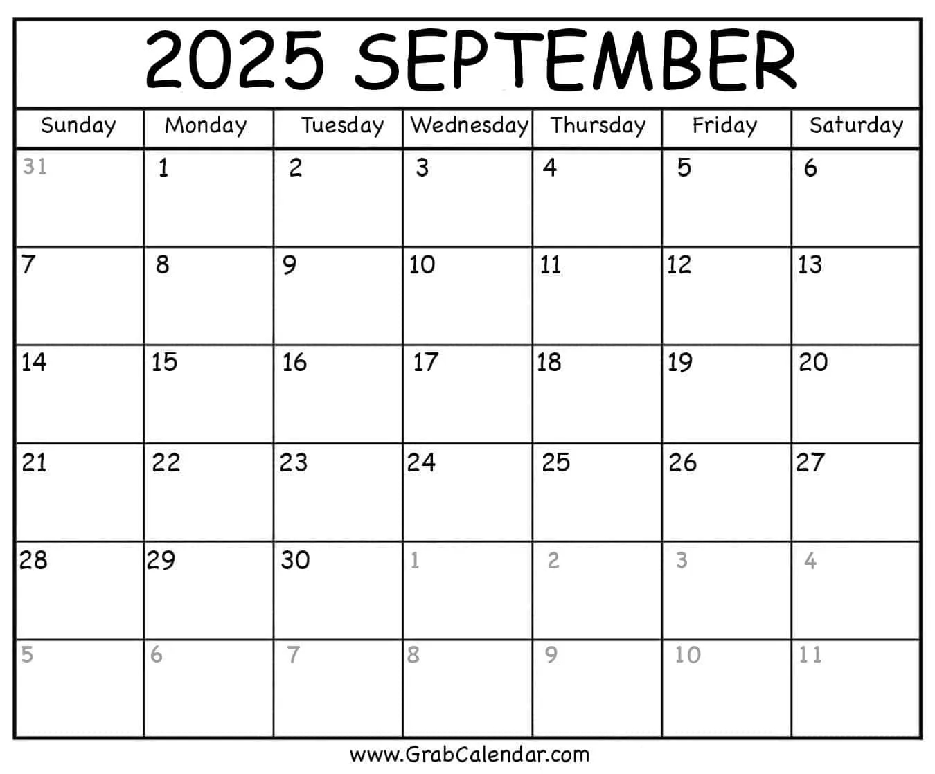 Printable September 2025 Calendar Printable September 2025 Calendar