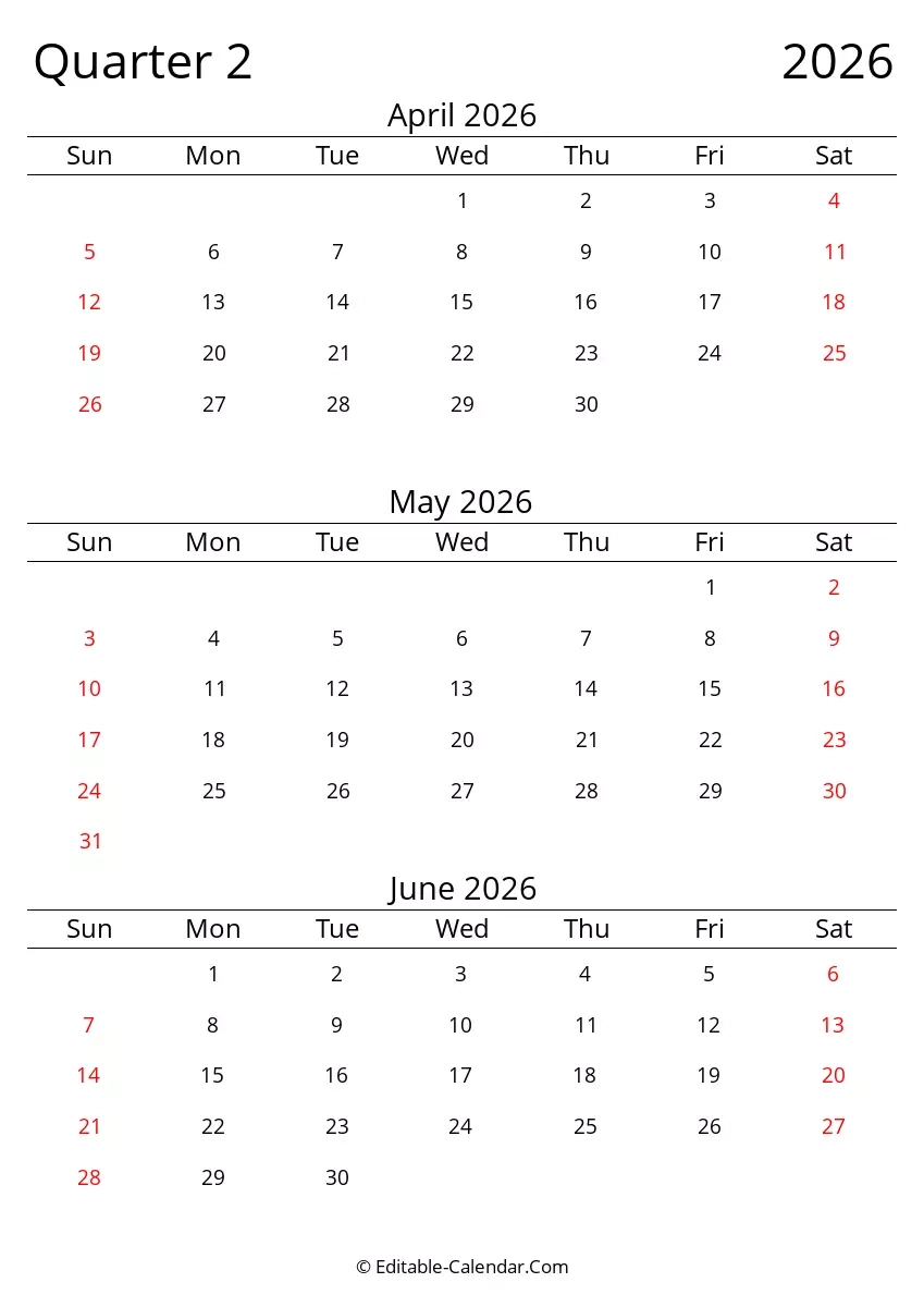 2026 Calendar April Month 2026 Calendar April Month