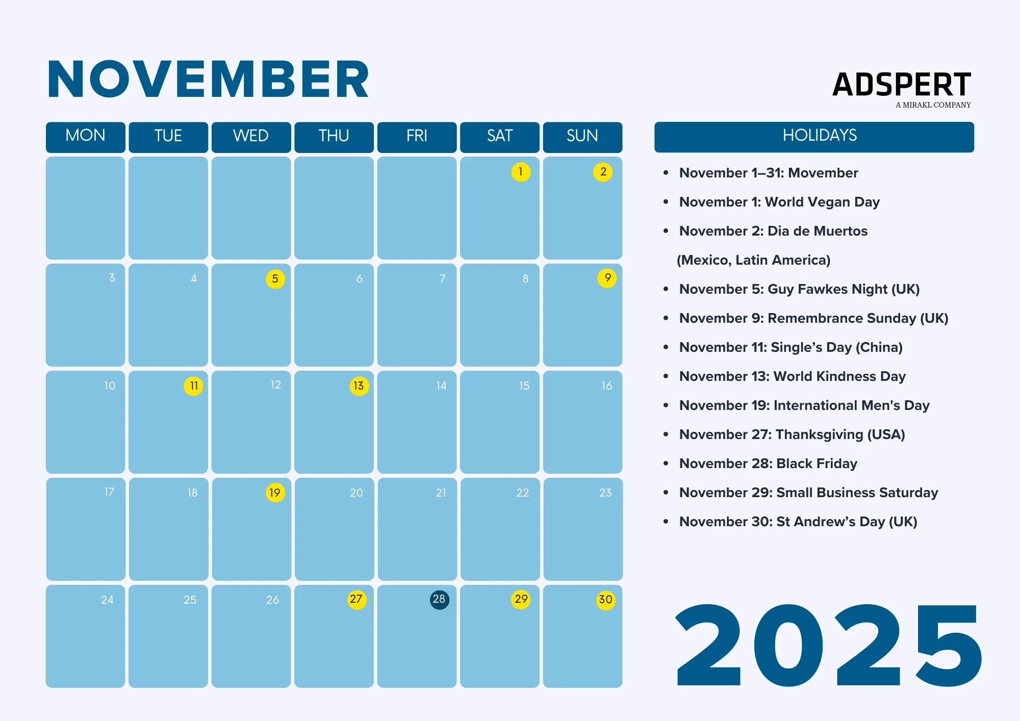 Retail Calendar 2025 For ECommerce International 