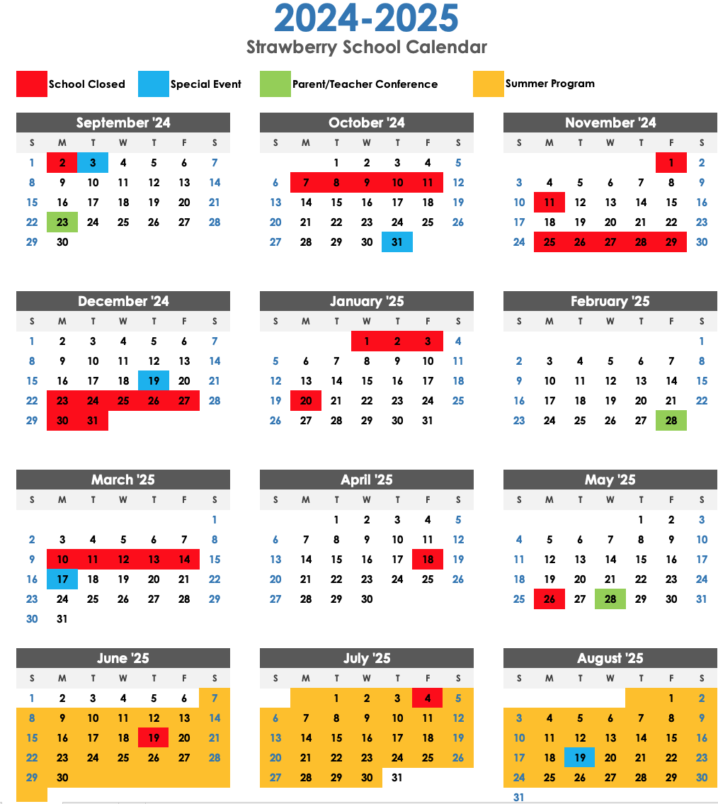 School Calendar September 2025