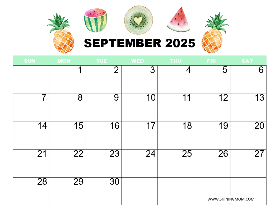 2025 September Calendar Png