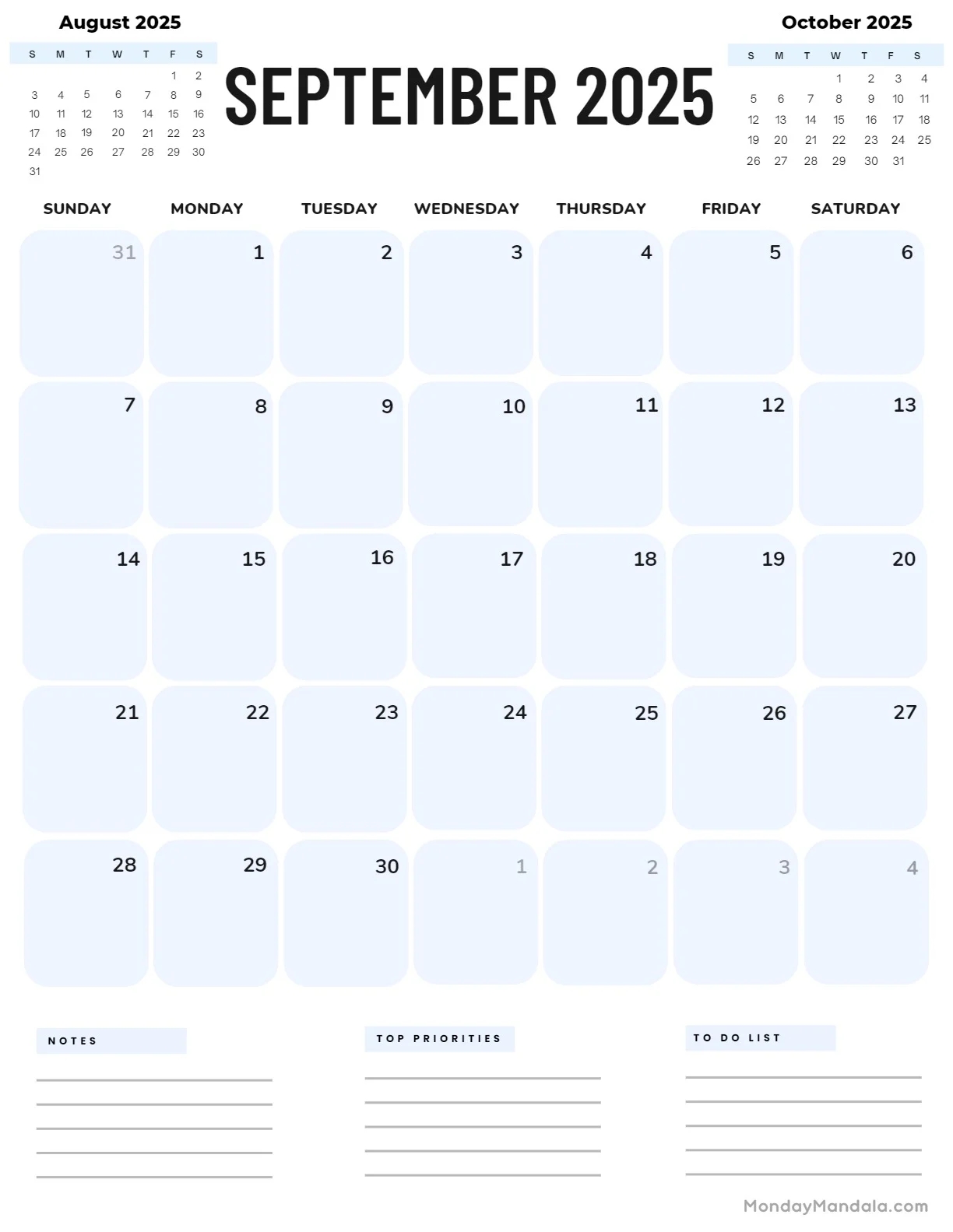 September 2025 Calendar Portrait