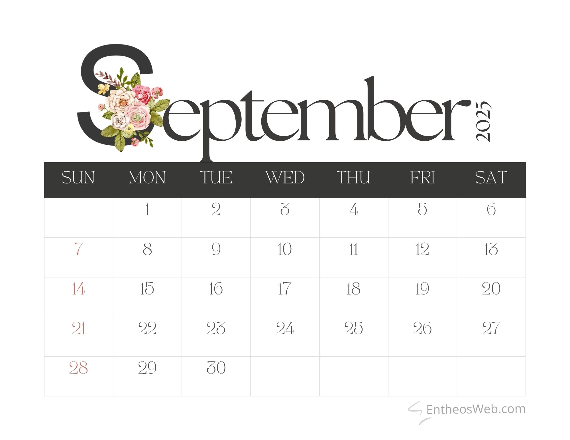 September 2025 Calendar Printables EntheosWeb