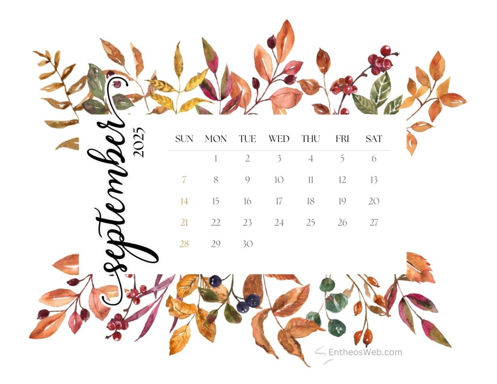 September 2025 Calendar Printables EntheosWeb