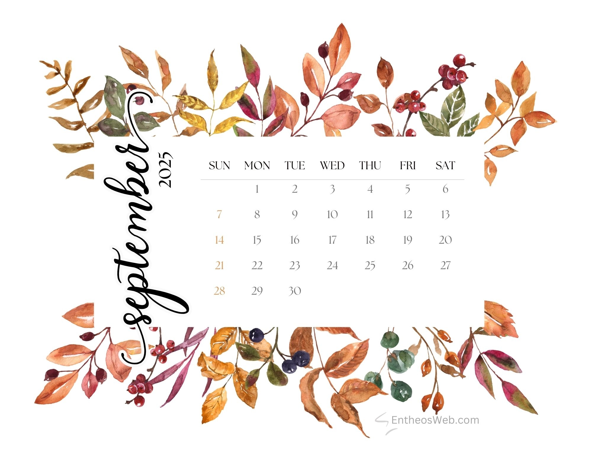 September 2025 Calendar Printables EntheosWeb September 2025 Calendar Printables EntheosWeb