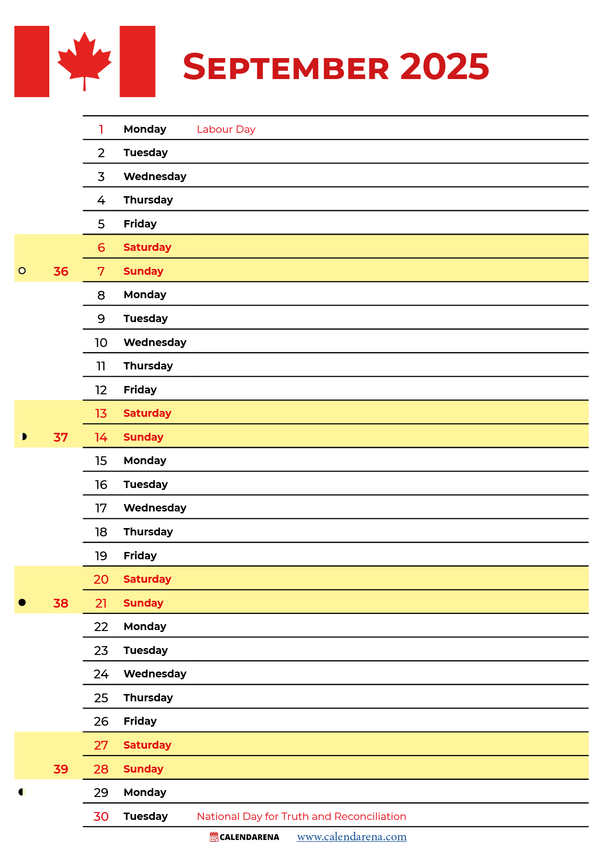 September 2025 Calendar With Holidays Canada