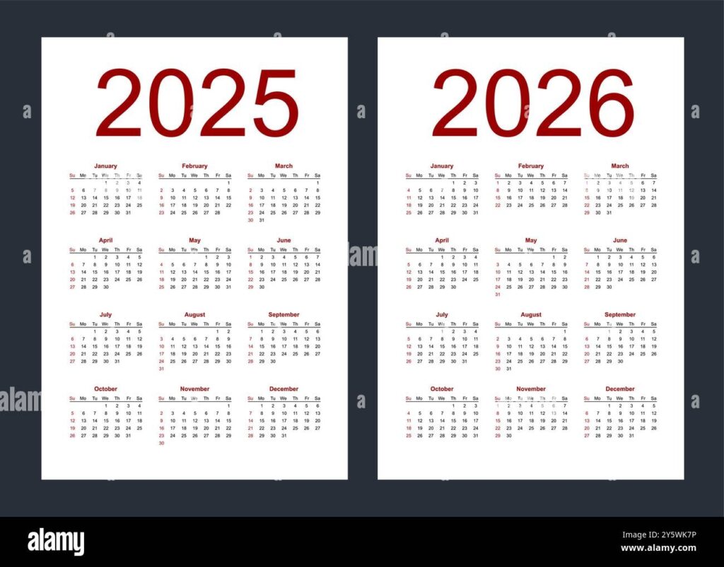 Simple 2026 Year Calendar Week Hi res Stock Photography And Images Page 2 Alamy