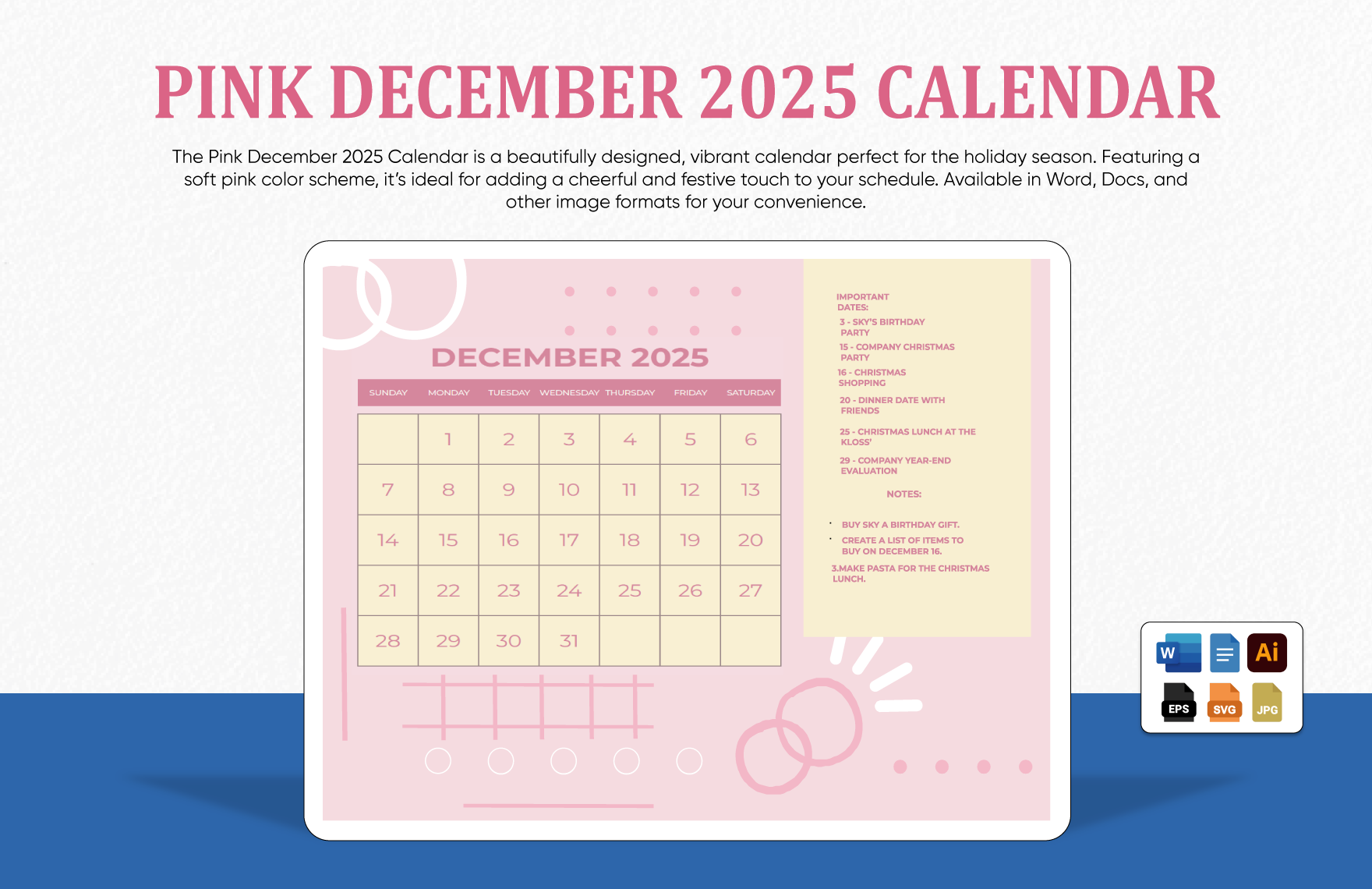 Simple December 2025 Calendar In EPS Illustrator JPG Word SVG Google Docs To Download Template Simple December 2025 Calendar In EPS Illustrator JPG Word SVG Google Docs To Download Template