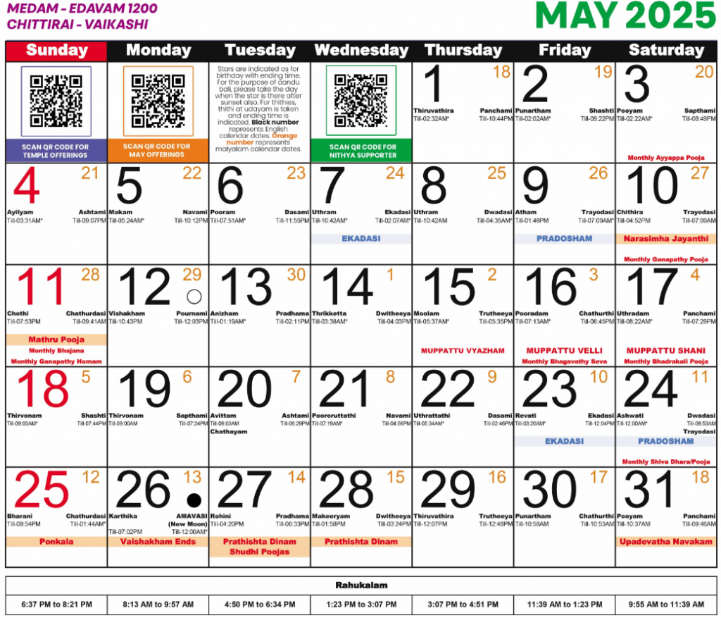 Sri Guruvayurappan Temple Of Dallas Calendar