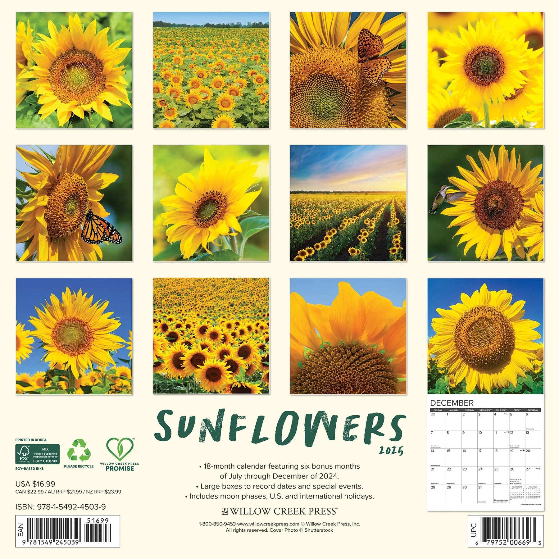 Sunflowers 2025 Wall Calendar Walmart