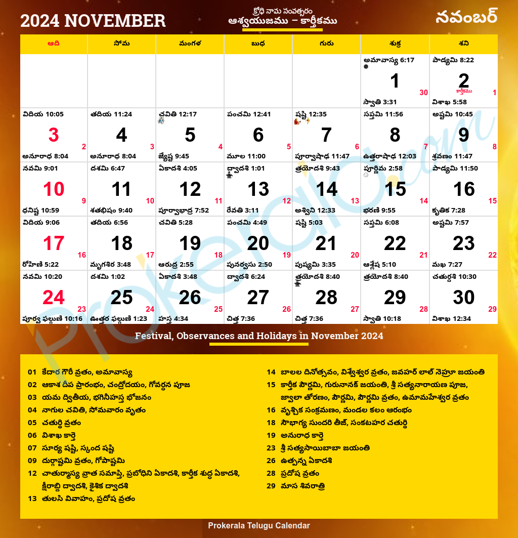 Telugu Calendar 2024 November Telugu Calendar 2024 November