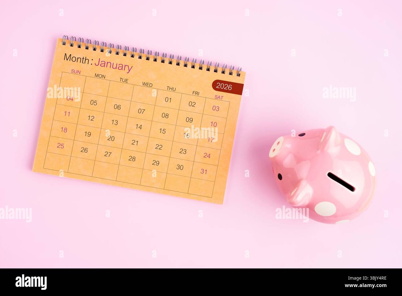 January 2026 Calendar Pink
