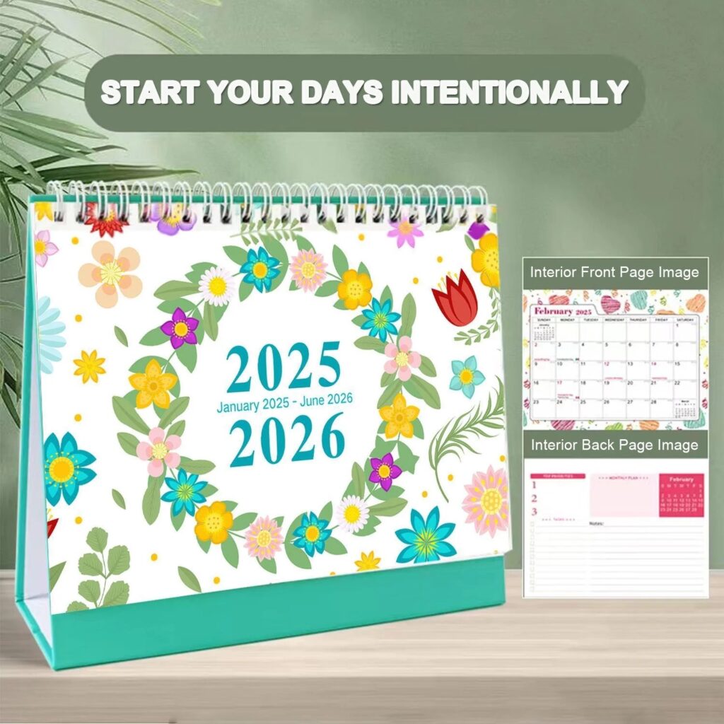 VINAUO Desk Calendar 2025 2026 Standing Flip Desktop Calendar Small 18 Months 8 X7 In Stand Up Calendars With Thick Paper For Office Home Decor Walmart Business Supplies