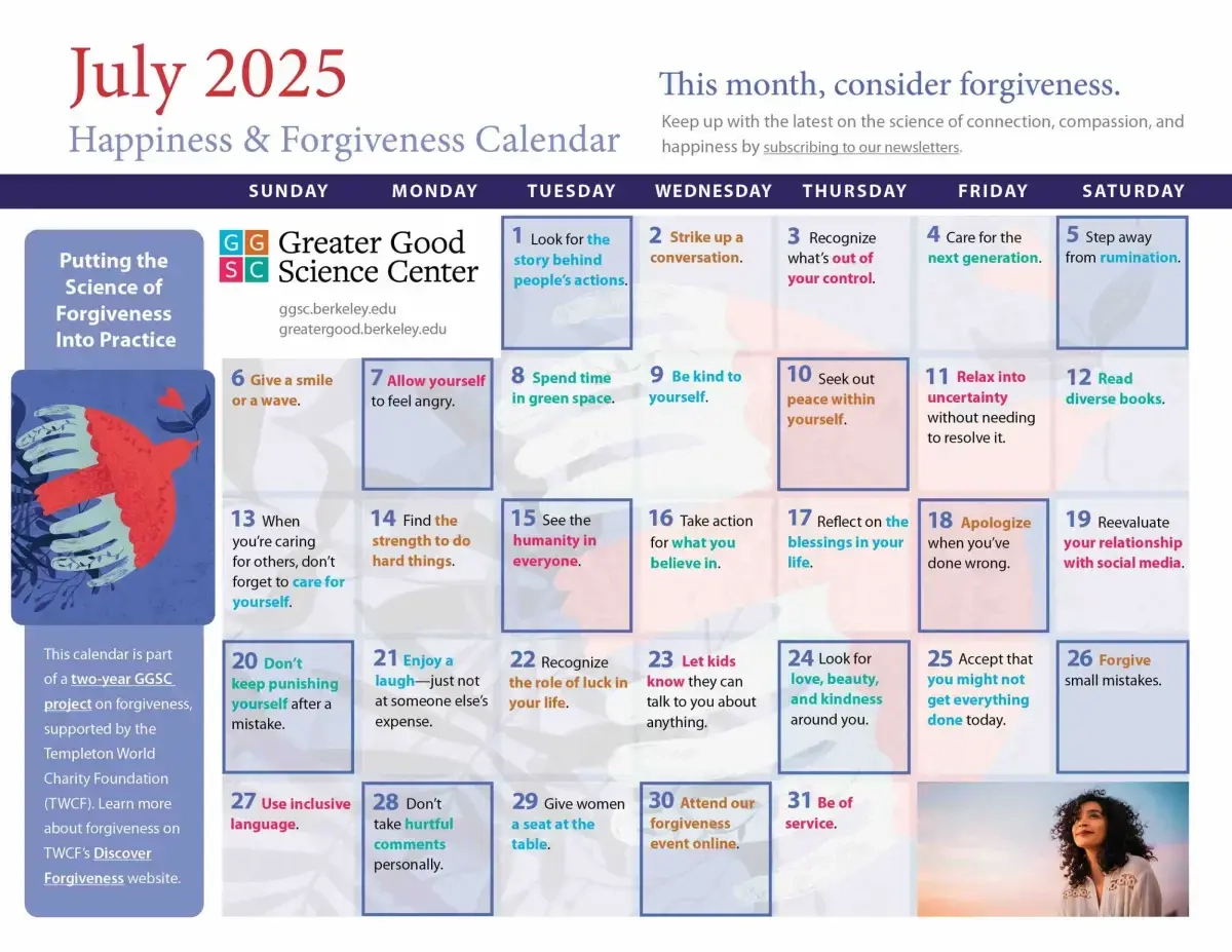 Action For Happiness November 2025 Calendar